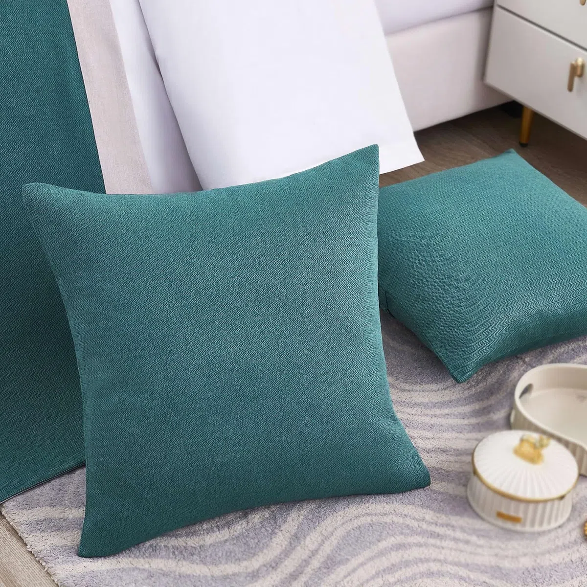 Solidny bieżnik na łóżko z dopasowanymi poduszkami Bawełniany i lniany szalik na łóżko luksusowej klasy hotelowej do sypialni w sali weselnej hotelu(Brown,2 Pillow(with insert))