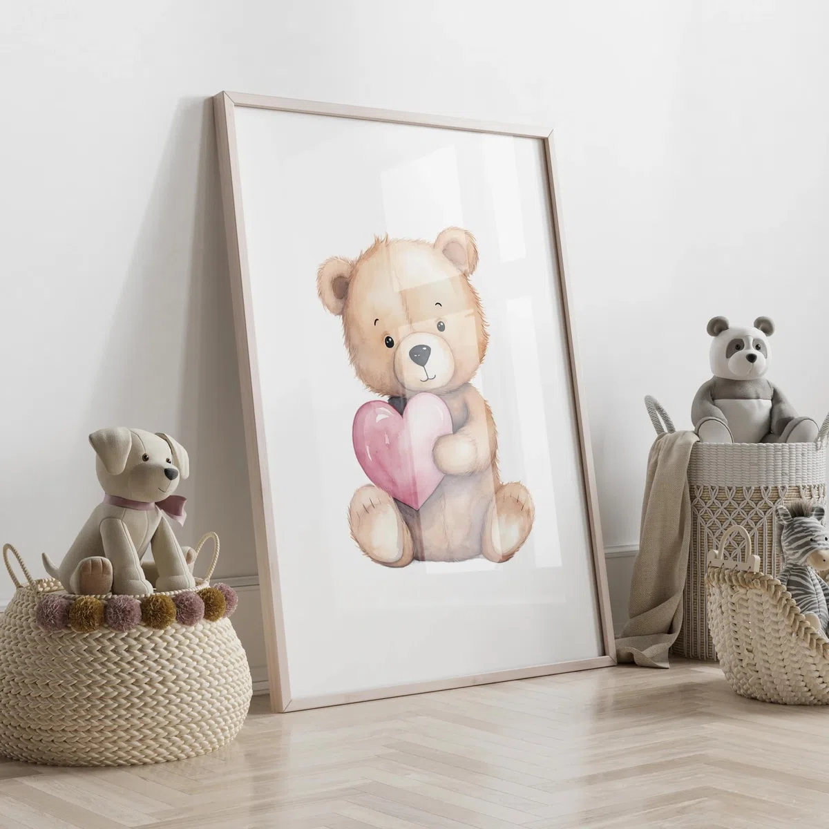CHAOJIART Miś miłość prezenty 3 szt. sztuka ścienna wydruki płótno obraz plakat obraz do sypialni dziecka dzieci pokój zabaw wystrój domu (70 x 90 cm x 3/bezramowy)