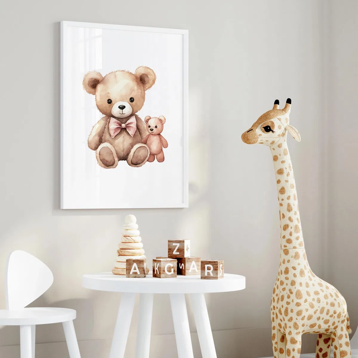 CHAOJIART Miś miłość prezenty 3 szt. sztuka ścienna wydruki płótno obraz plakat obraz do sypialni dziecka dzieci pokój zabaw wystrój domu (70 x 90 cm x 3/bezramowy)